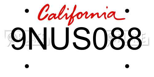 9NUS088 California License Plate