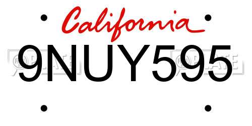 9NUY595 California License Plate