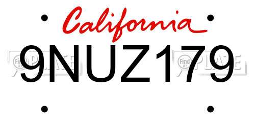 9NUZ179 California License Plate