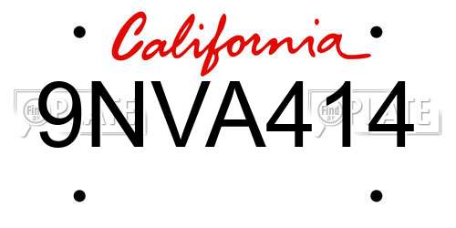 9NVA414 California License Plate