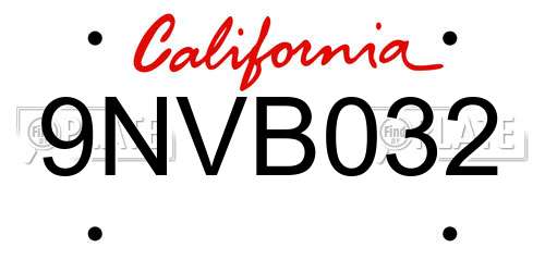 9NVB032 California License Plate