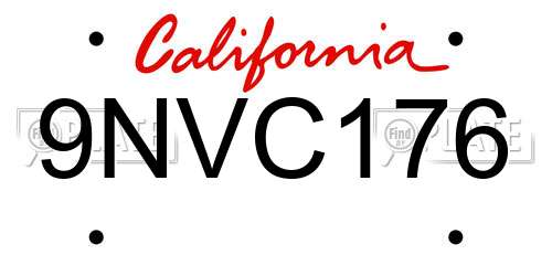 9NVC176 California License Plate