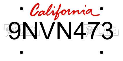 9NVN473 California License Plate