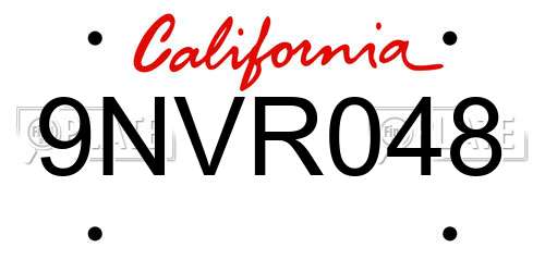 9NVR048 California License Plate