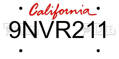 9NVR211 California License Plate