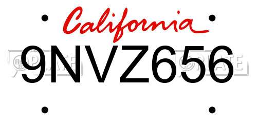 9NVZ656 California License Plate