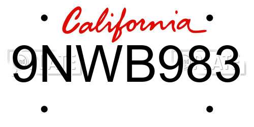 9NWB983 California License Plate