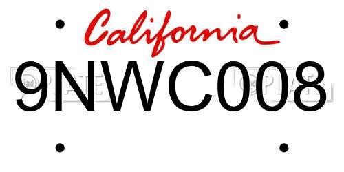 9NWC008 California License Plate