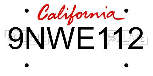 9NWE112 California License Plate