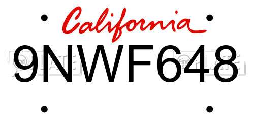 9NWF648 California License Plate