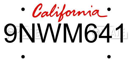 9NWM641 California License Plate