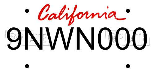 9NWN000 California License Plate