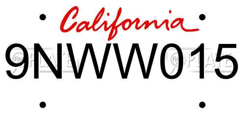 9NWW015 California License Plate