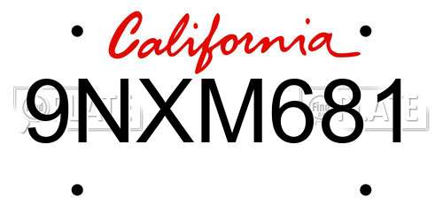 9NXM681 California License Plate