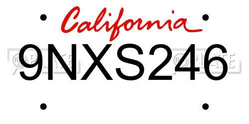 9NXS246 California License Plate