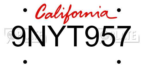 9NYT957 California License Plate