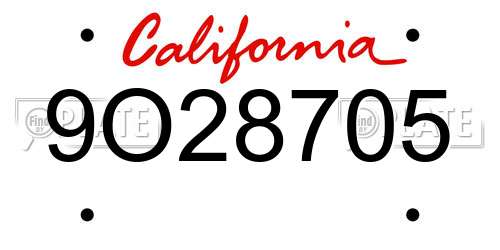9O28705 California License Plate