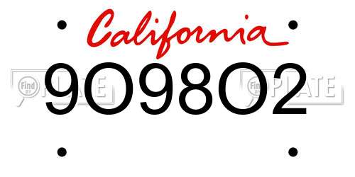 9O98O2 California License Plate