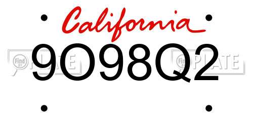 9O98Q2 California License Plate