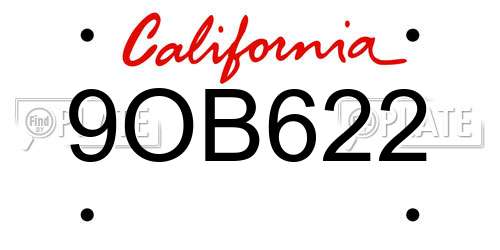 9OB622 California License Plate