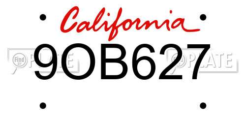 9OB627 California License Plate