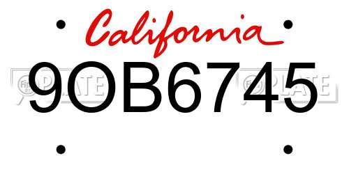 9OB6745 California License Plate