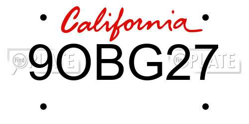 9OBG27 California License Plate