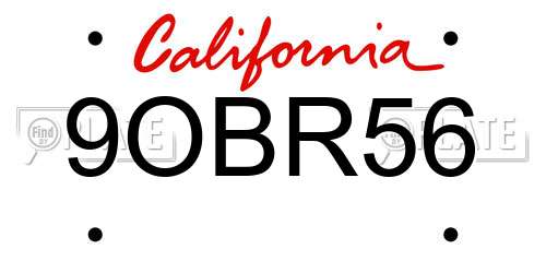 9OBR56 California License Plate