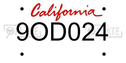 9OD024 California License Plate