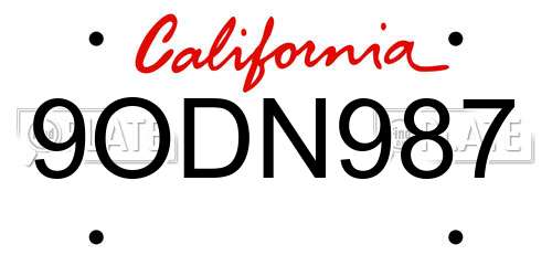 9ODN987 California License Plate