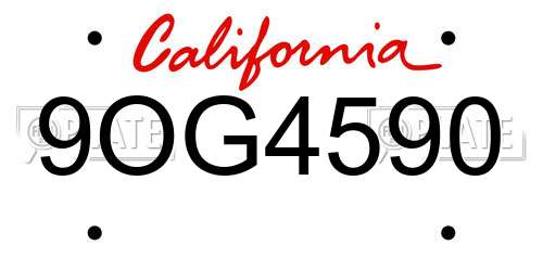 9OG4590 California License Plate