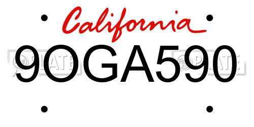 9OGA590 California License Plate
