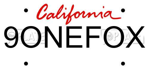 9ONEFOX California License Plate