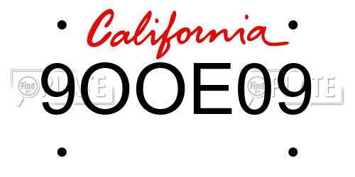 9OOE09 California License Plate