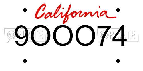 9OOO74 California License Plate
