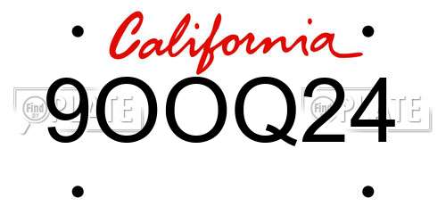 9OOQ24 California License Plate