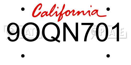 9OQN701 California License Plate