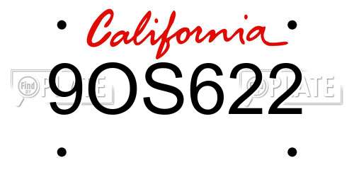 9OS622 California License Plate