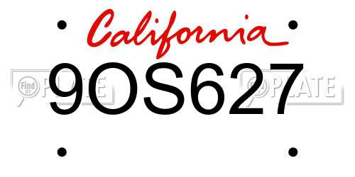 9OS627 California License Plate