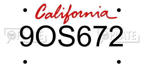 9OS672 California License Plate