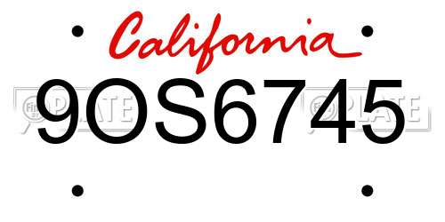 9OS6745 California License Plate