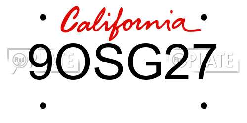 9OSG27 California License Plate