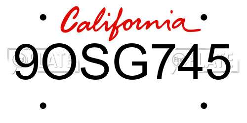9OSG745 California License Plate