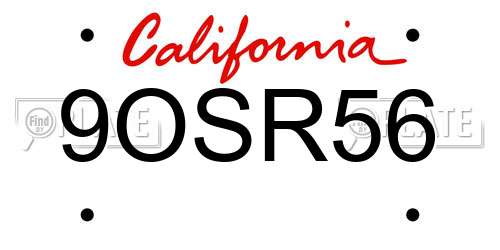 9OSR56 California License Plate