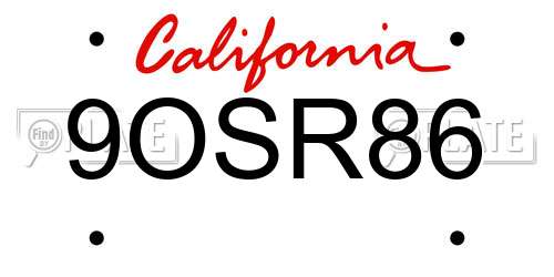 9OSR86 California License Plate