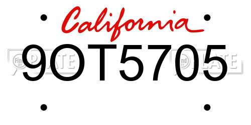 9OT5705 California License Plate