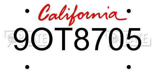 9OT8705 California License Plate