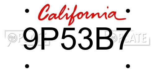 9P53B7 California License Plate