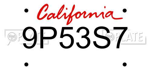 9P53S7 California License Plate