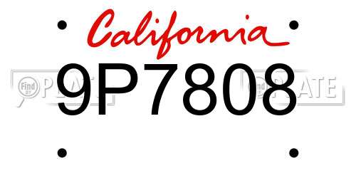 9P7808 California License Plate
